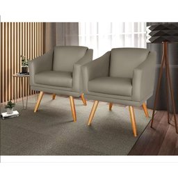 Kit 2 Poltronas para Sala Recepção Escritório Consultório Suede Capuccino - 2
