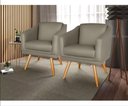 Ver imagem 2 de Kit 2 Poltronas para Sala Recepção Escritório Consultório Suede Capuccino