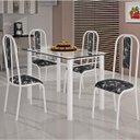 Ver imagem 1 de Conjunto de Mesa Retangular Tampo de Vidro 4 Cadeiras Paris Bm Móveis Tubulares