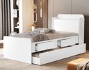 Ver imagem 1 de Cama de Solteiro Tamires com Auxiliar Branco 2 Gavetas Baú de Mdf