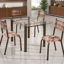 Ver imagem 1 de Conjunto de Mesa Retangular Tampo de Vidro 4 Cadeiras Franca