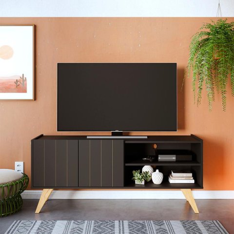 Rack para TV Space até 50 Polegadas Preto Fosco Colibri Decor