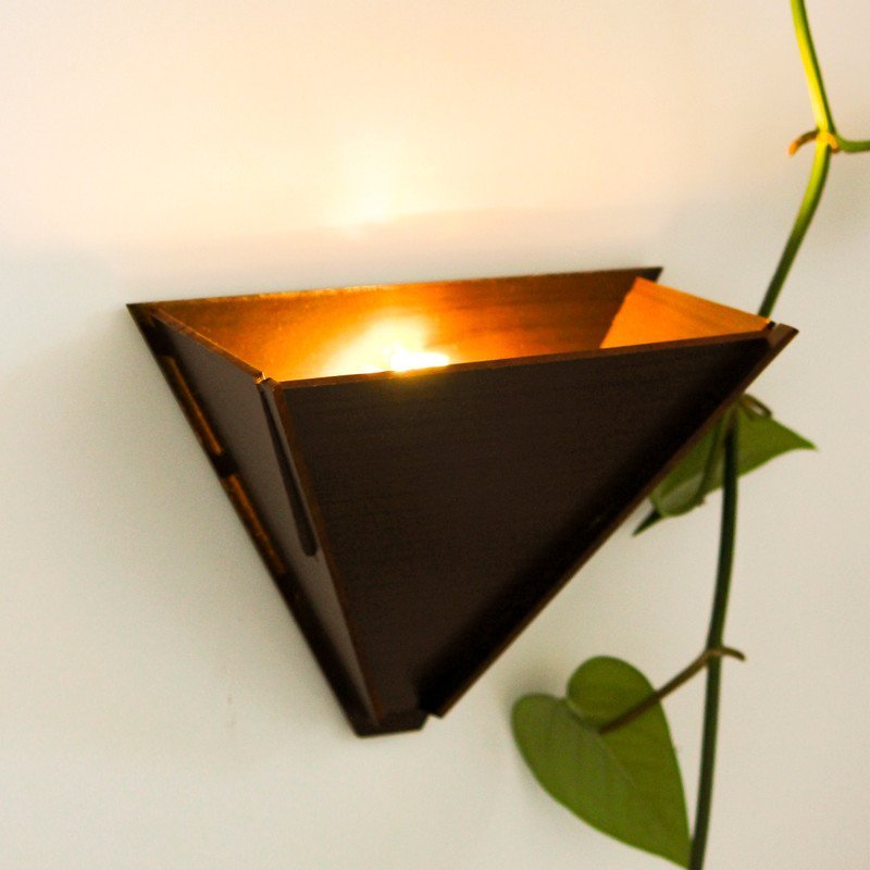 Arandela Luminária Decorativa Madeira Triangular 12x17cm Soq G9 Cor:café - 2
