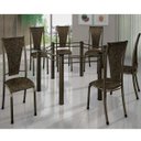 Ver imagem 1 de Conjunto de Mesa Sextavada Tampo de Vidro 6 Cadeiras Dubai
