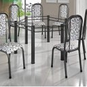 Ver imagem 1 de Conjunto de Mesa Sextavada Tampo de Vidro 6 Cadeiras Madri Bm Móveis Tubulares