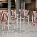 Ver imagem 1 de Conjunto de Mesa Retangular Tampo de Vidro 6 Cadeiras Dubai