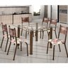 Conjunto de Mesa Quadrada Tampo de Vidro 6 Cadeiras Franca - 1