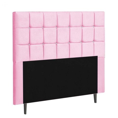 Cabeceira Estofada Espanha 100cm Solteiro Courino Rosa