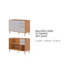 Ver imagem 3 de Balcão de Cozinha C/ 3 Portas e 2 Gavetas S/tampo 120cm