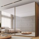 Ver imagem 1 de Guarda Roupa Samara 2 Portas Flutuantes 100 MDF com 02 Espelhos - Móveis Europa