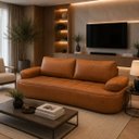 Ver imagem 3 de Sofá Yafa 210cm 3 Lugares Moderno Sala Consultório: Marrom / Courino Sintético