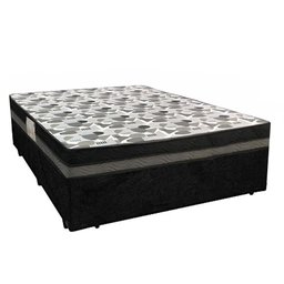 Cama Box Casal Suede + Colchão Ortobom Iso Dupla Face 138x188x60 Cor:preto - 1