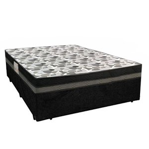 Cama Box Casal Suede + Colchão Ortobom Iso Dupla Face 138x188x60 Cor:preto