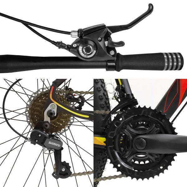 Bicicleta Aro 29 Quadro 19 21 Marchas Suspensão Freio Disco Mecânico Z3 Preto/Vermelho/Branco Dropp - 3