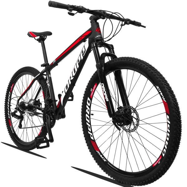 Bicicleta Aro 29 Quadro 19 21 Marchas Suspensão Freio Disco Mecânico Z3 Preto/Vermelho/Branco Dropp - 2
