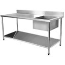Ver imagem 1 de Mesa Pia Aço Inox Industrial com Paneleiro e Uma Cuba 50x40x25cm (Direito) 170x70x90 cm - Brascool