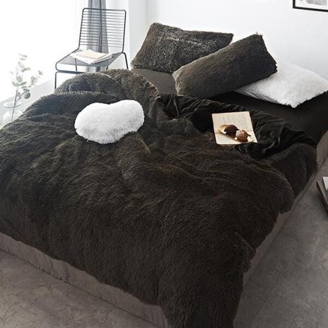 JOGO DE CAMA CASAL COMUM 6 PEÇAS COM EDREDOM PELÚCIA PRETO