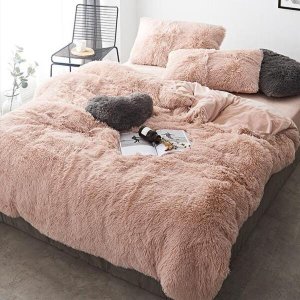 Jogo de Cama Casal Queen 6 Peças com Edredom Pelúcia Rosê