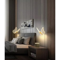 Pendente Borboleta Led Luminária Dourado Moderno Quarto Lavabo Branco Quente Equipe Led - 2