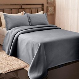 Colcha Solteiro Piquet Cinza Médio Becadecor - 1