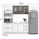 Ver imagem 3 de Cozinha Completa Modulada 4 Peças com Vidro Fumê e Torre Quente Amara 270x224cm Branco
