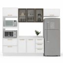 Ver imagem 2 de Cozinha Completa Modulada 4 Peças com Vidro Fumê e Torre Quente Amara 270x224cm Branco
