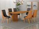 Ver imagem 7 de Conjunto Sala de Jantar Mesa Orgânica 180cm 6 Cadeiras Belle sem Tampo Vidro Cinamomo/Off White/Sint