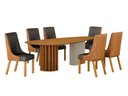 Ver imagem 1 de Conjunto Sala de Jantar Mesa Orgânica 180cm 6 Cadeiras Belle sem Tampo Vidro Cinamomo/Off White/Sint