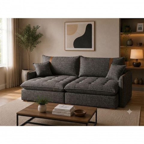 Sofá Cama Orion 3 Lugares Retrátil 160cm Cinza Linho com Chaise