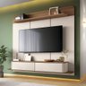 Painel Home Suspenso Ideal para Tv até 70 Polegadas Concept Design Moderno Off-white/amadeirado - 2