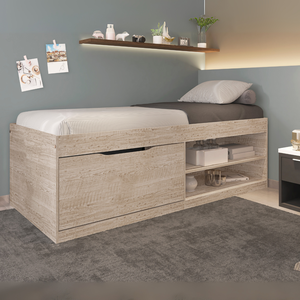 Cama Solteiro com Sapateira 2 Prateleira Reforçada Vanessa:amarula