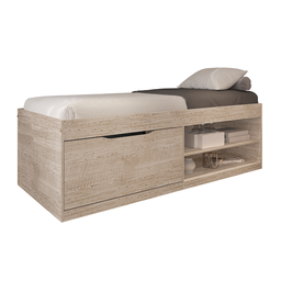 Cama Solteiro com Sapateira 2 Prateleira Reforçada Vanessa:amarula - 2