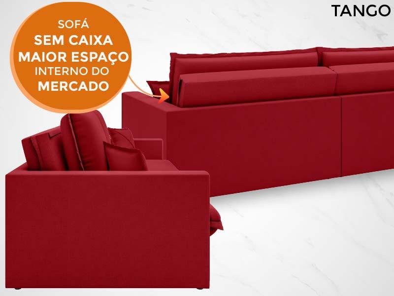 Sofá Tango 2,60M Sem Caixa, Retrátil e Reclinável Velosuede Vermelho - Netsofás - 3