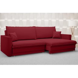 Sofá Tango 2,60M Sem Caixa, Retrátil e Reclinável Velosuede Vermelho - Netsofás - 1