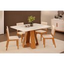 Ver imagem 1 de Conjunto: Mesa de Cozinha Celeste C/ Tampo Madeirado Curvo 120x90cm e 4 Cadeiras Talia Freijo/