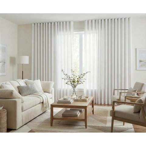 Cortina Wave Copenhagen 6,40m X 2,60m – Gaze com Forro Semi Blackout - Marfim