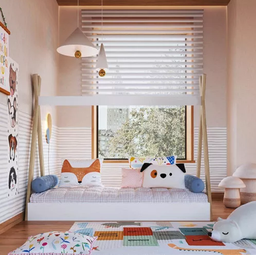 Cama Infantil Cabana Quarto da Criança Montessoriana Premium Moderna Conforto Cor Branco - 2