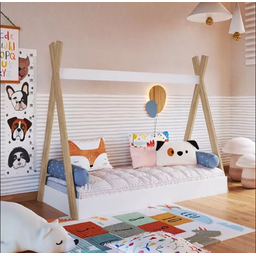 Cama Infantil Cabana Quarto da Criança Montessoriana Premium Moderna Conforto Cor Branco - 1
