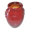 Ver imagem 4 de Vaso Decorativo Cerâmica Vermelho Terroso Cabeça Leão Glaze 44cm Columbus Gold