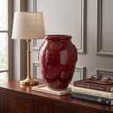 Ver imagem 6 de Vaso Decorativo Cerâmica Vermelho Terroso Cabeça Leão Glaze 44cm Columbus Gold