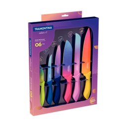 Jogo de Facas Tramontina Colorcut com Lâminas em Aço Inox e Cabos de Polipropileno Pintado 06 Pe - 5