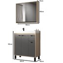 Ver imagem 2 de Gabinete de Banheiro 80cm com Cuba e Espelheira Cinza/Carvalho Berlin/Sagrado