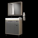 Ver imagem 3 de Gabinete de Banheiro 80cm com Cuba e Espelheira Cinza/Carvalho Berlin/Sagrado
