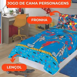 Jogo de Cama Infantil Lepper Liga da Justiça Solteiro 2 Peças Microfibra Azul - 3
