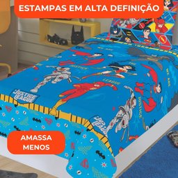 Jogo de Cama Infantil Lepper Liga da Justiça Solteiro 2 Peças Microfibra Azul - 5