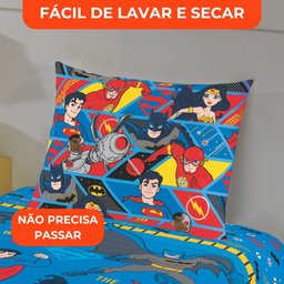 Jogo de Cama Infantil Lepper Liga da Justiça Solteiro 2 Peças Microfibra Azul - 6