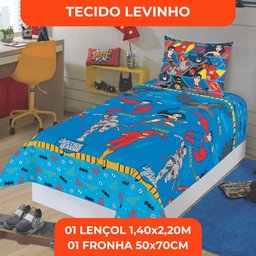 Jogo de Cama Infantil Lepper Liga da Justiça Solteiro 2 Peças Microfibra Azul - 8