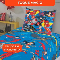 Jogo de Cama Infantil Lepper Liga da Justiça Solteiro 2 Peças Microfibra Azul - 4