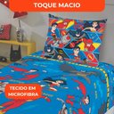 Ver imagem 4 de Jogo de Cama Infantil Lepper Liga da Justiça Solteiro 2 Peças Microfibra Azul