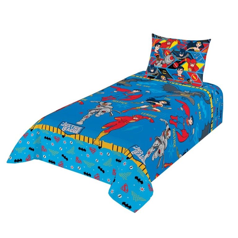Jogo de Cama Infantil Lepper Liga da Justiça Solteiro 2 Peças Microfibra Azul Jogo de Cama Infantil Lepper Liga da Justiça Solteiro 2 Peças Microfibra Azul